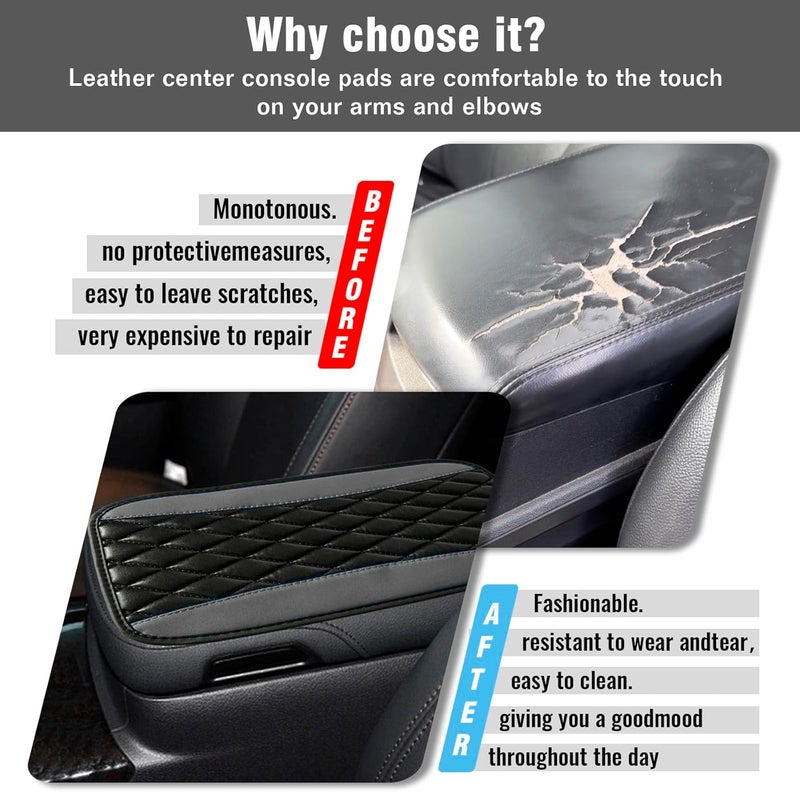Couslcd Auto Center Console Pad, Universal Waterproof Armrest Seat Box Cover, Car Interior Accessories, Leather Auto Armrest Cover Protector for Most Vehicle, SUV, Truck (Gray) - Image 3